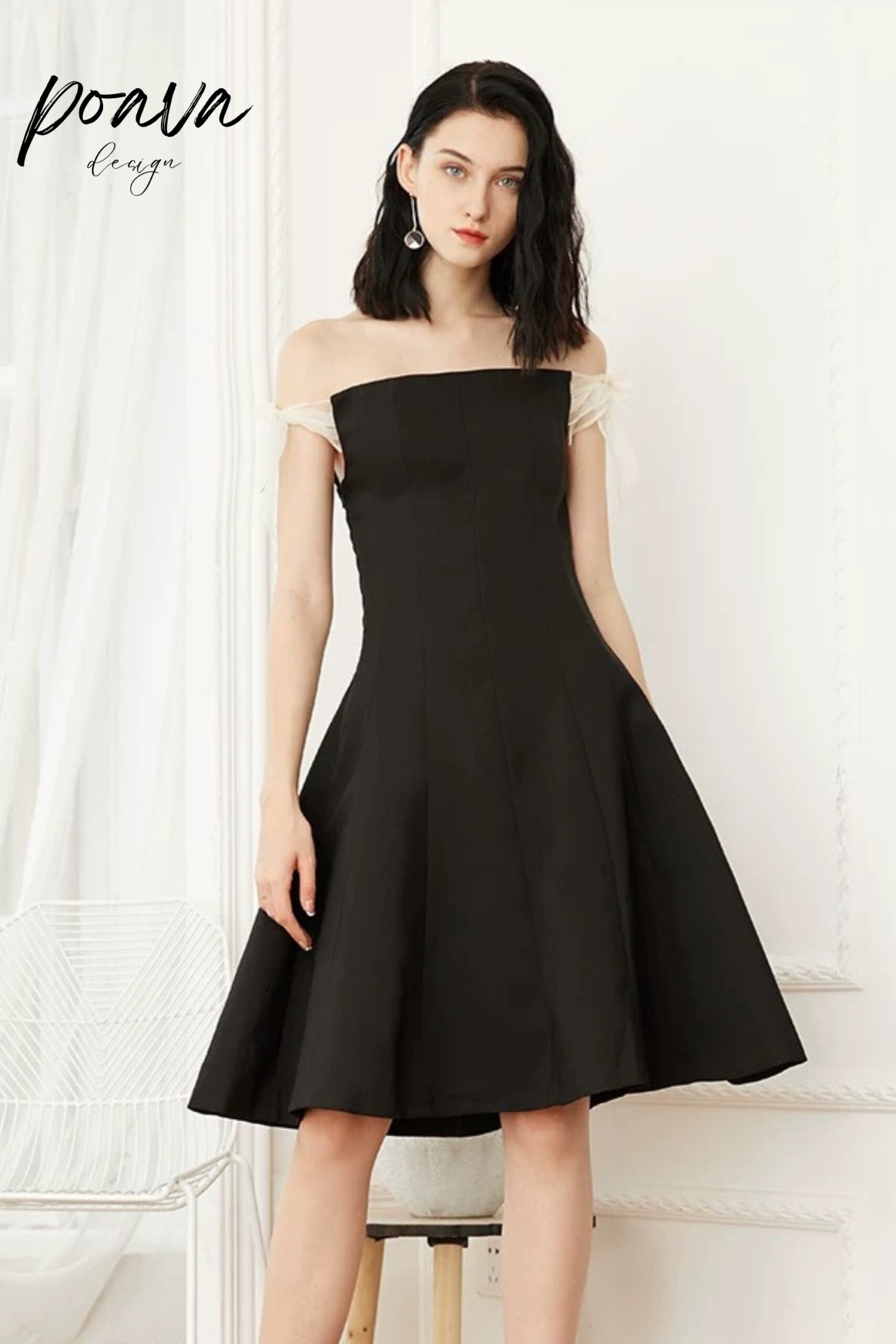 A-LINE BLACK MINI DRESS FOR EVENING