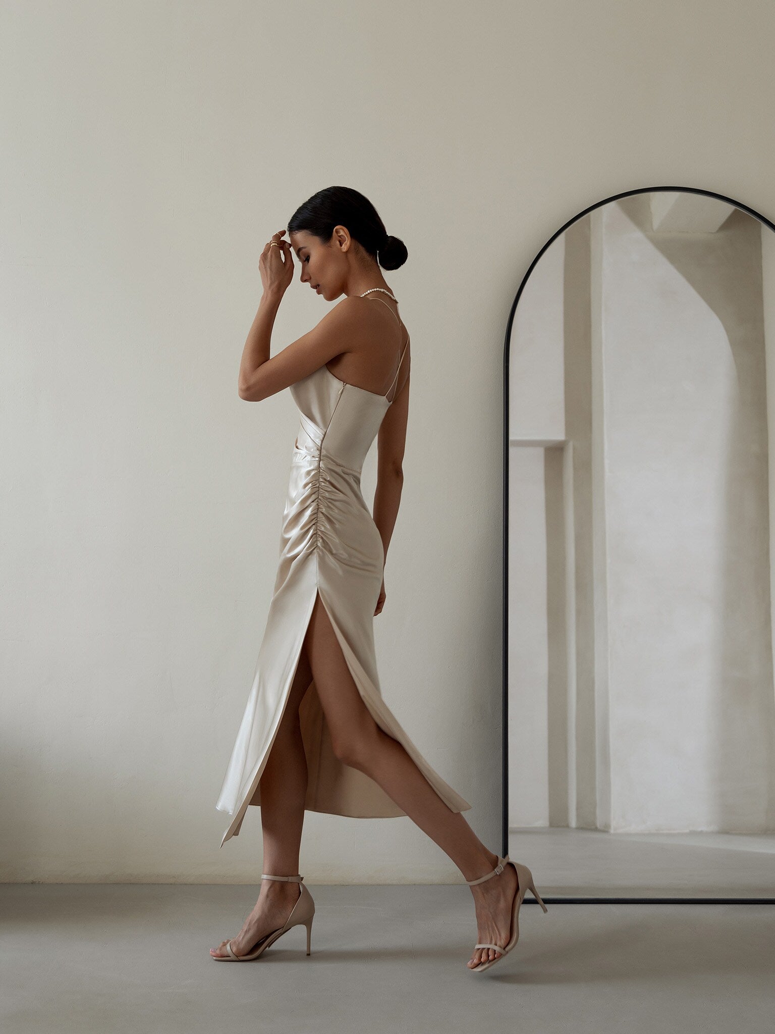 DRAPED WRAP MIDI DRESS FOR EVENING