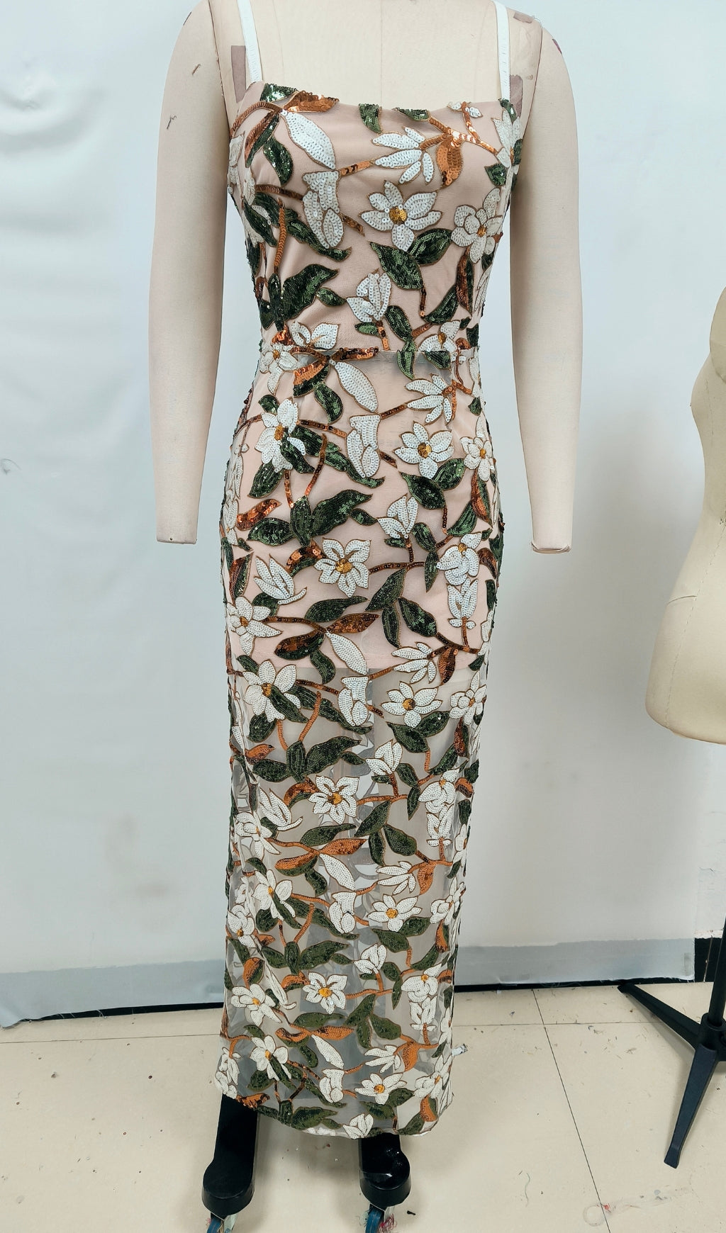 CARSEN EMBROIDERED STRAPPY MAXI DRESS FOR SUMMER