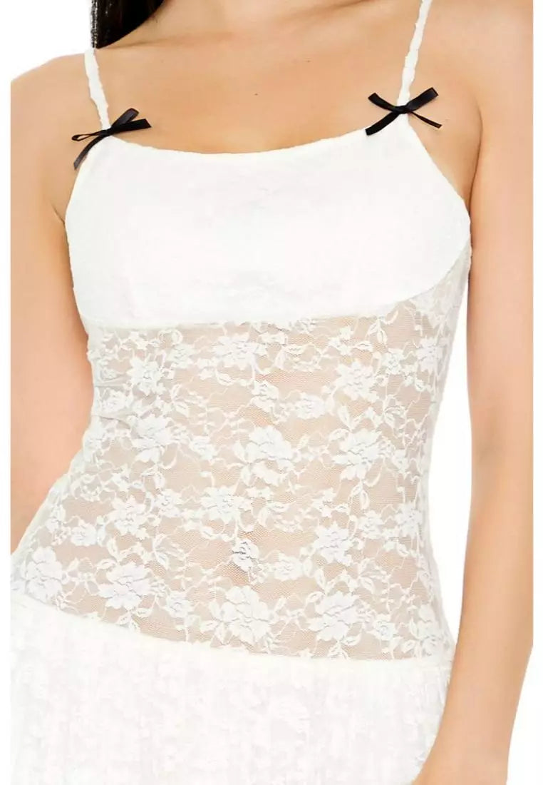 SHEER LACE BOW MINI DRESS, WHITE COCKTAIL PARTY