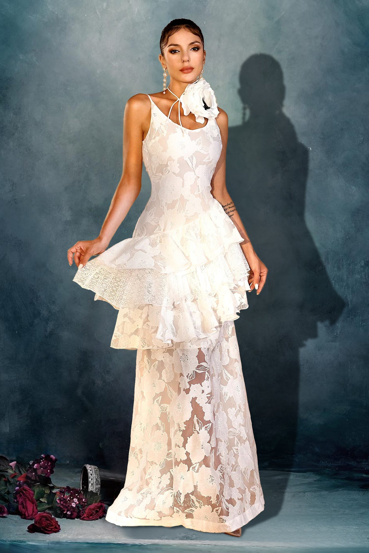 LATISHA 3D PLEAT MIDI DRESS FOR WEDDING GUEST