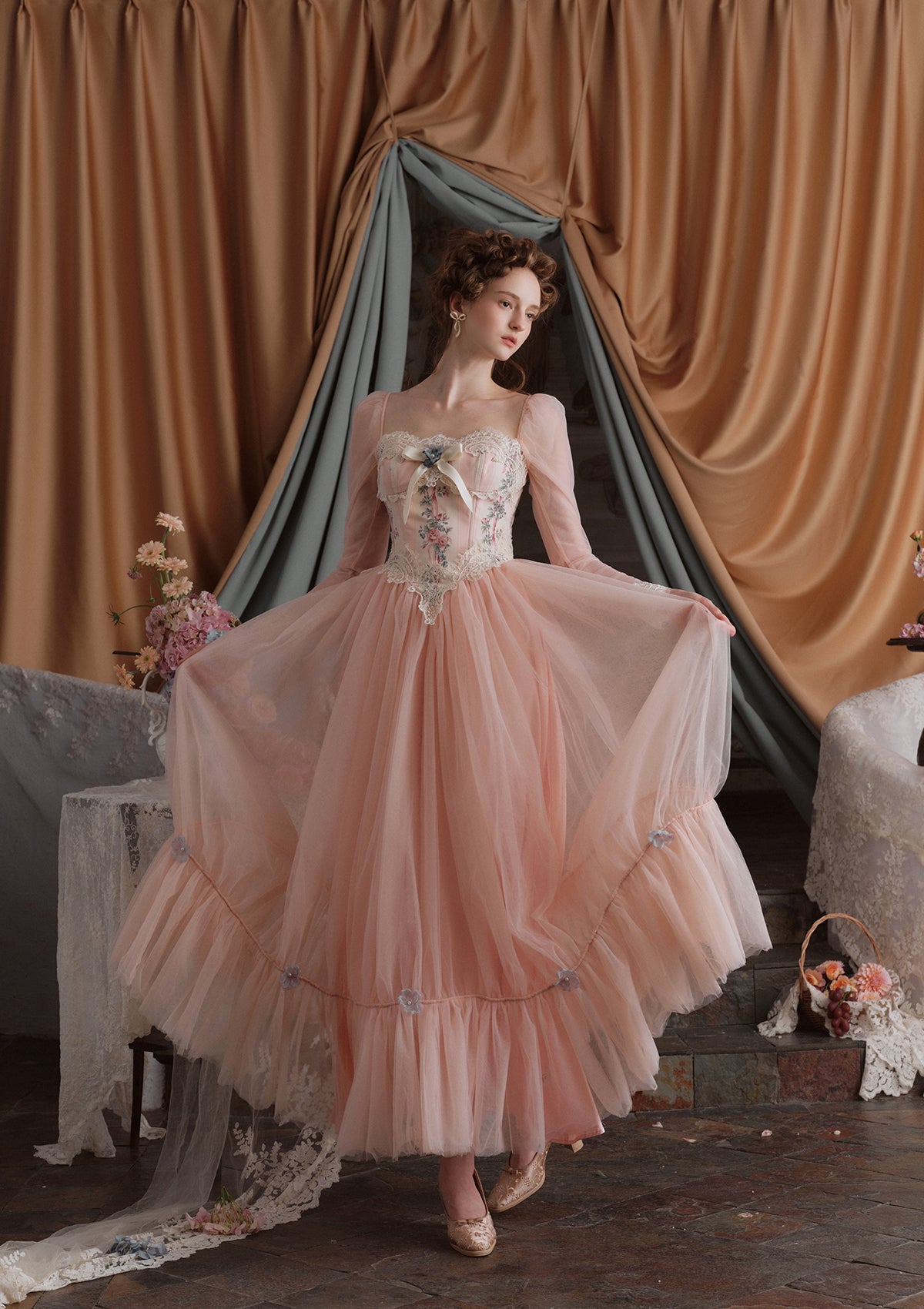 11011258_05 ANALISE LONG SLEEVE CORSET DRESS FOR WEDDING