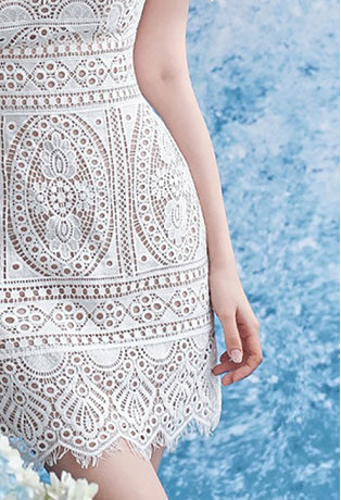 RETRO PUFF SLEEVE LACE MINI DRESS FOR PARTY