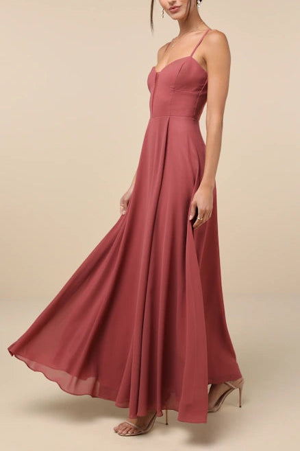 STUNNING GRACE RUSTY ROSE CUTOUT A-LINE MAXI DRESS