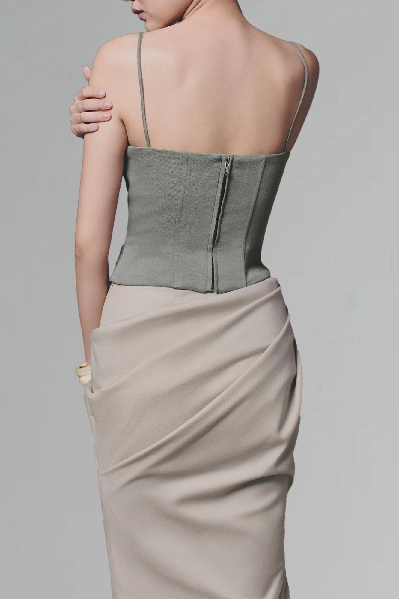 EMILY BLUE MINT CAMELLIA CORSET TOP