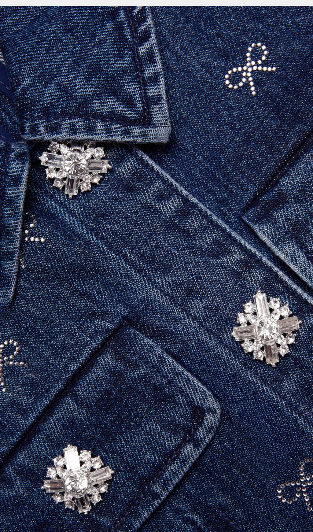 DENIM DIAMANTE BOW MINI DRESS, PARTY