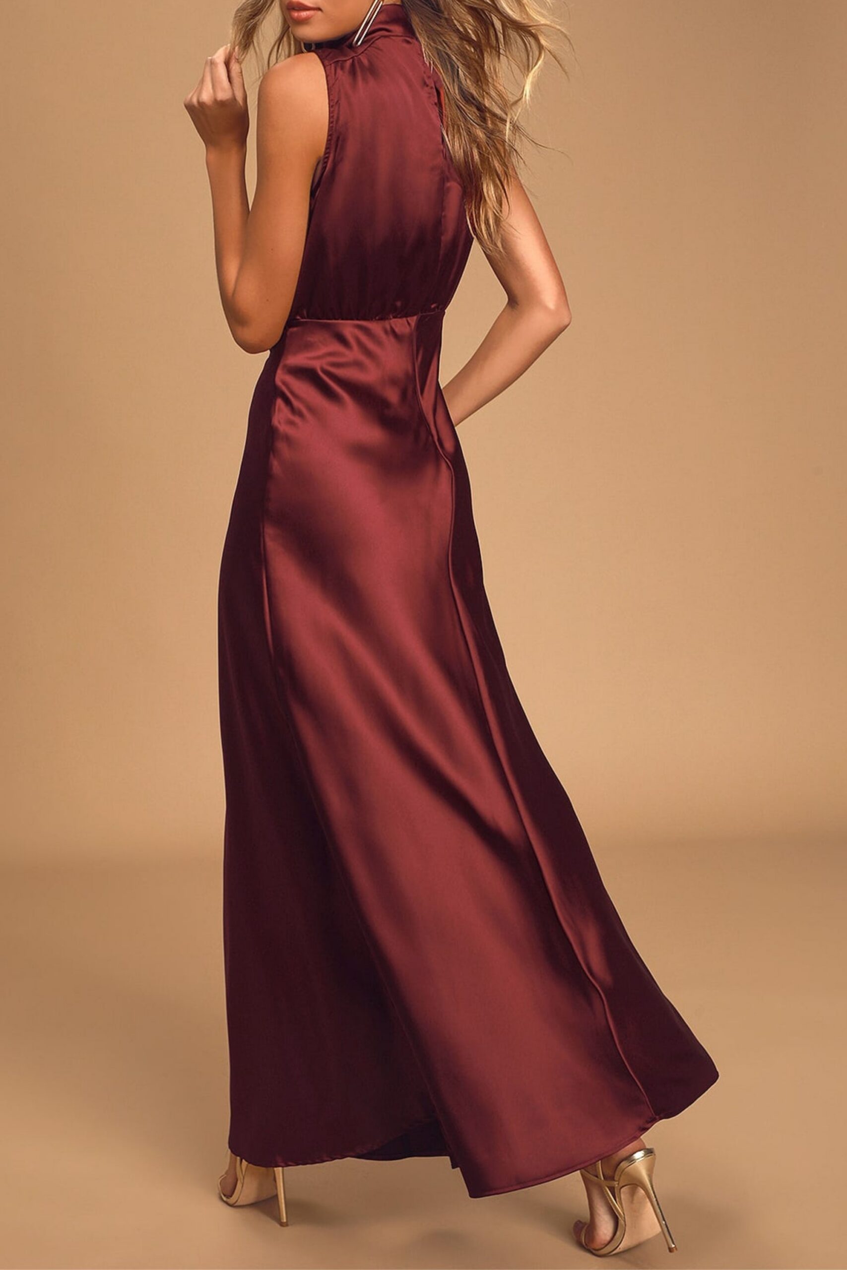 SATIN MAXI DRESS FOR WINE FORMAL EVENTS