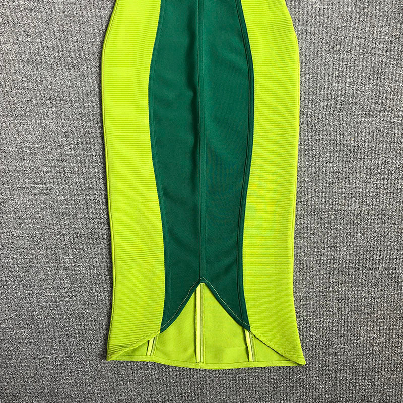 GREEN BANDAGE MIDI DRESS FOR PARTY