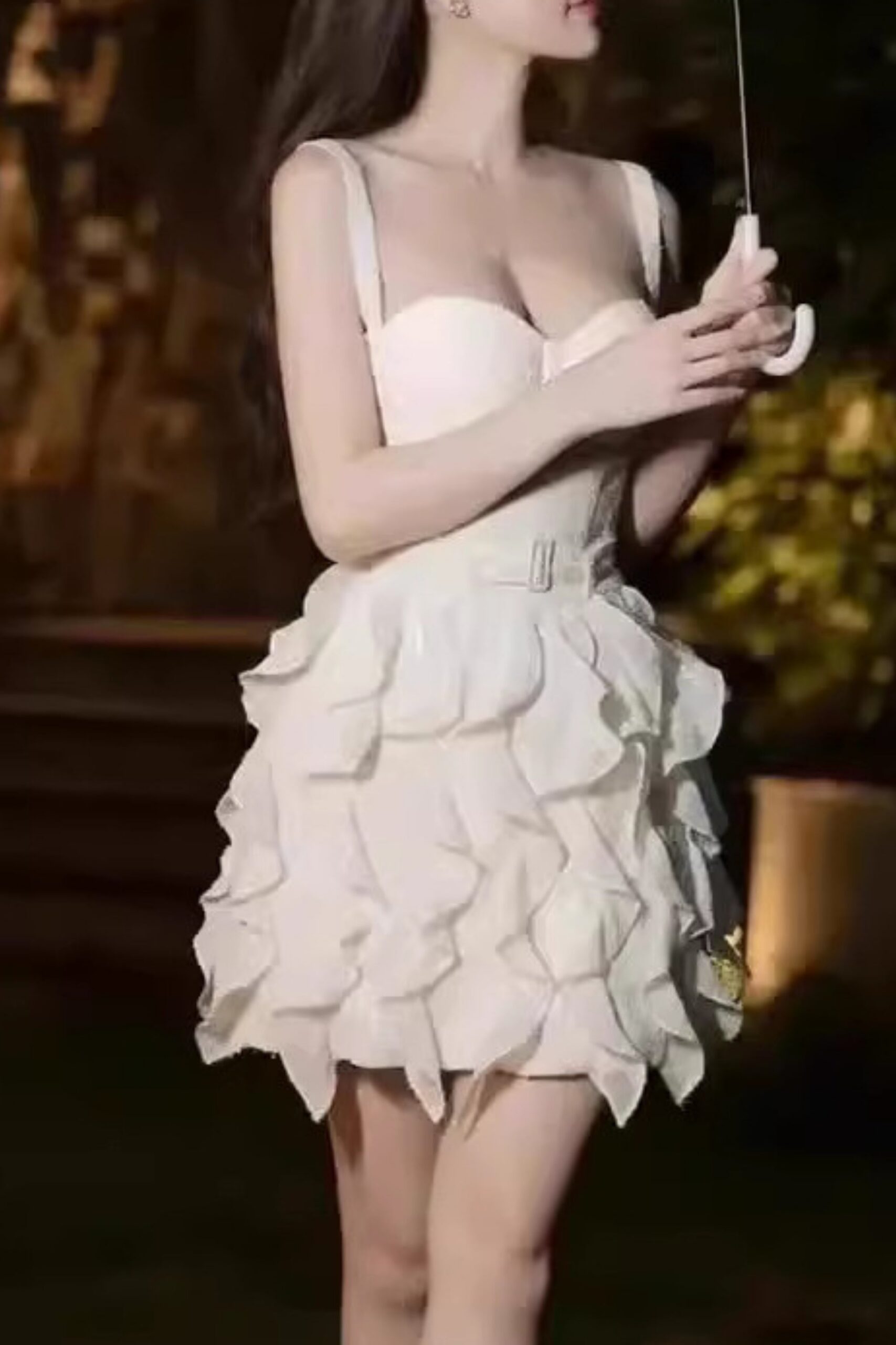 CHIFFON MINI DRESS WHITE WEDDING GUEST PARTY