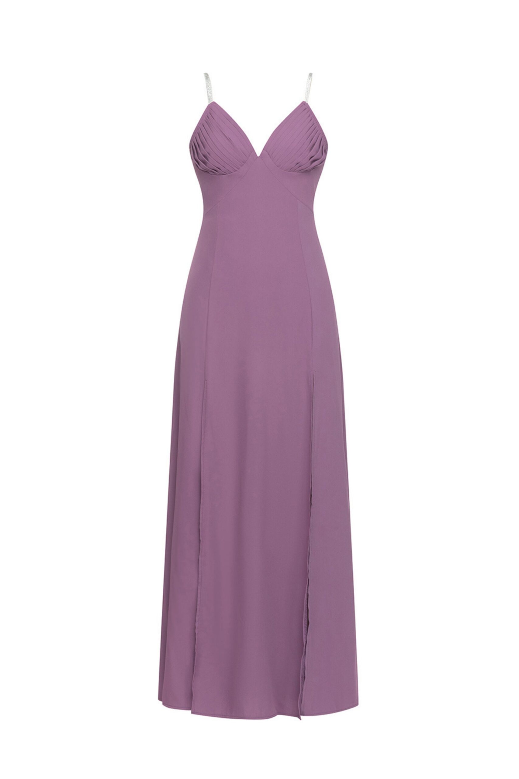 STRAPPY PURPLE MAXI DRESS, HIGH SPLIT, EVENING PARTY