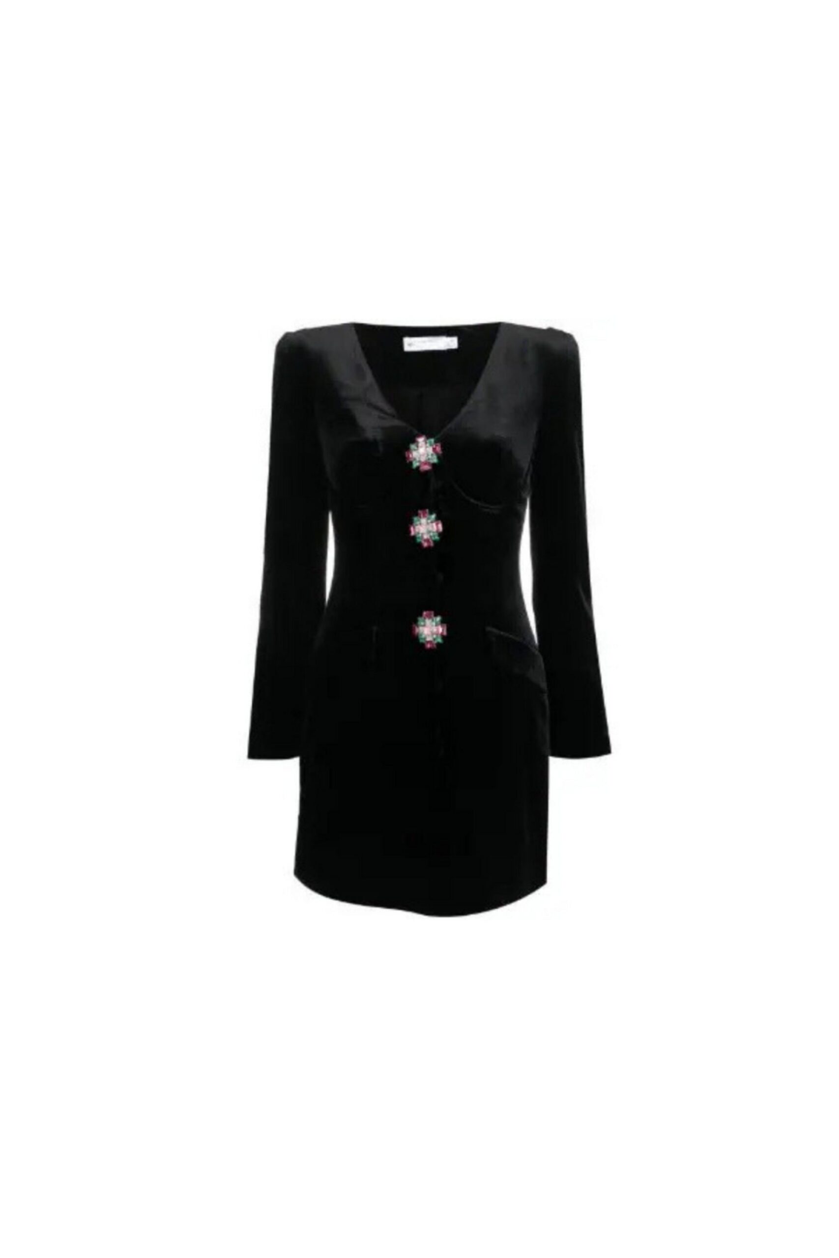 BLACK VELVET V-NECK MINI DRESS FOR PARTY