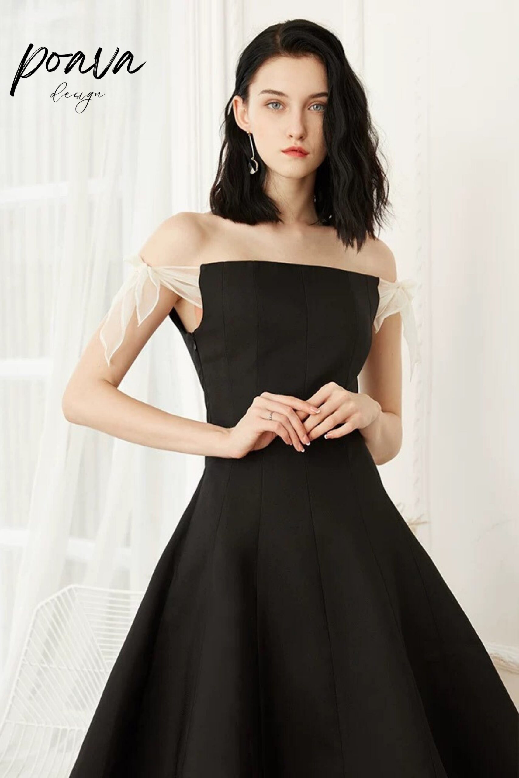A-LINE BLACK MINI DRESS FOR EVENING