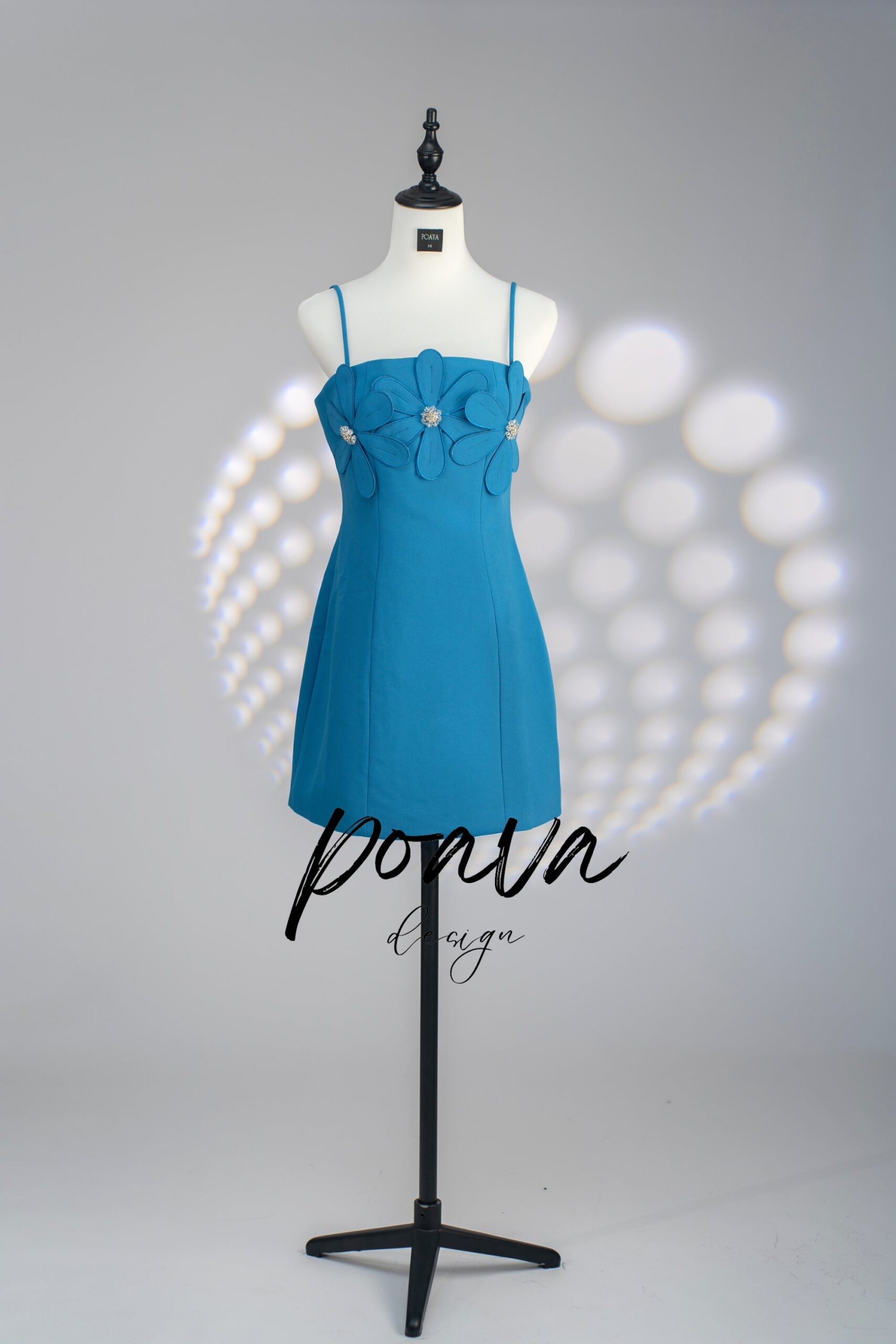 BLUE FLORAL STRAPY MINI DRESS FOR PARTY