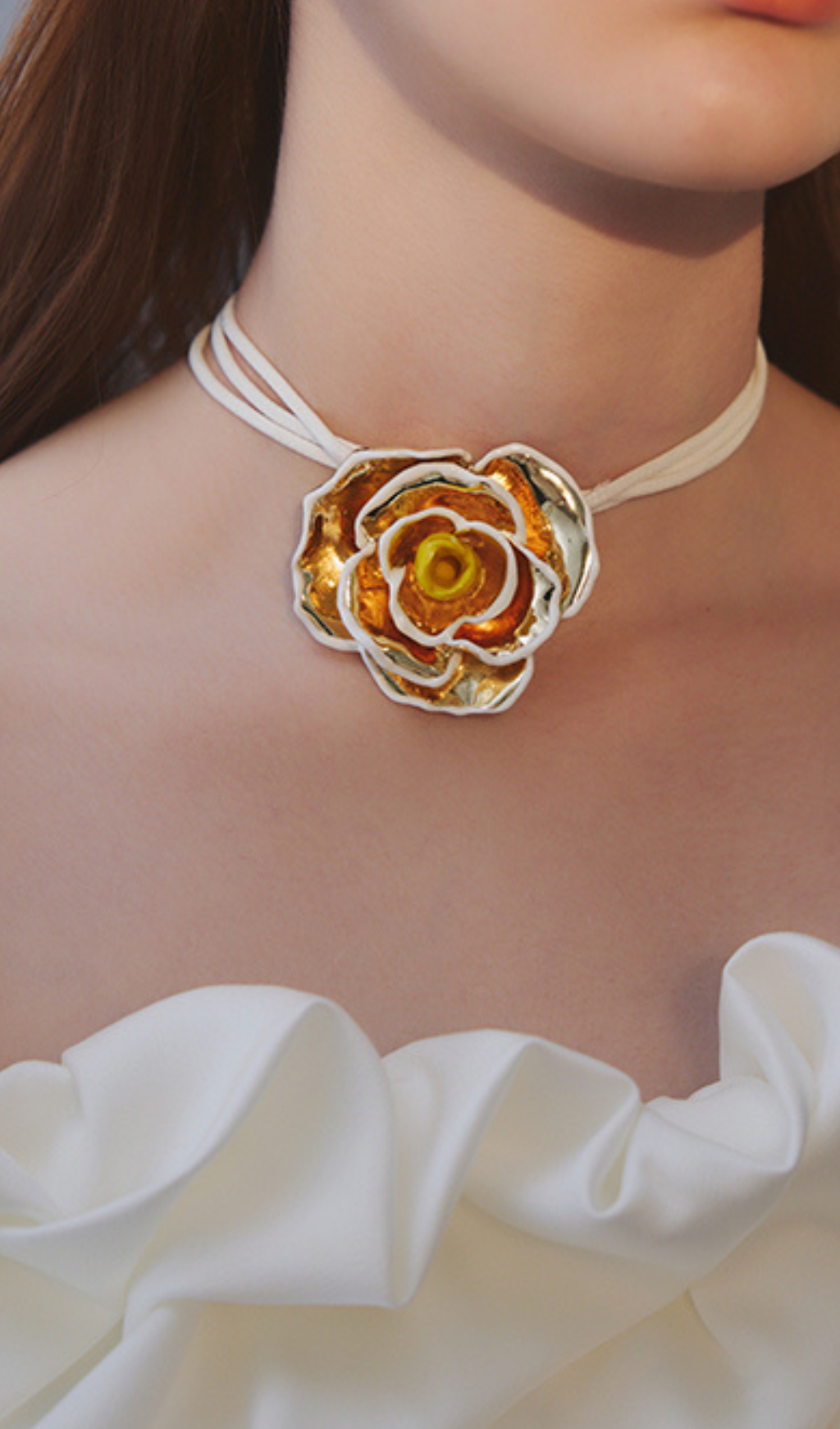 ROSE FLOWER NECKLACE - GOLD GIFT FOR HER