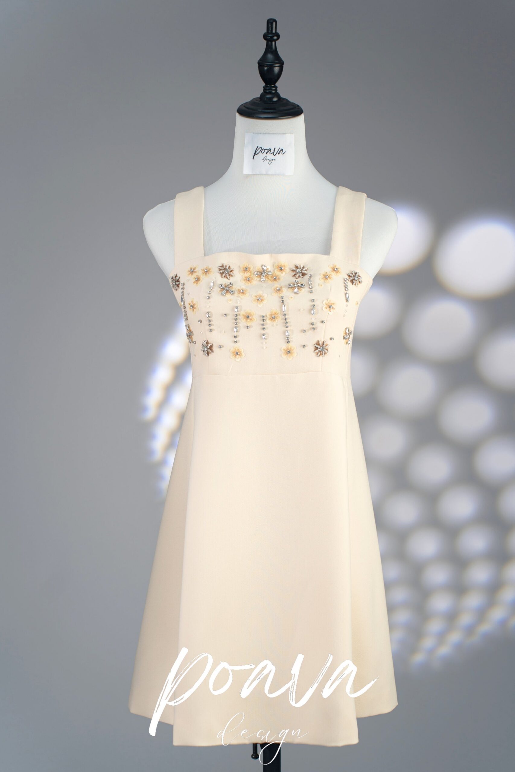 EMBELLISHED YELLOW A-LINE MINI DRESS FOR PARTY
