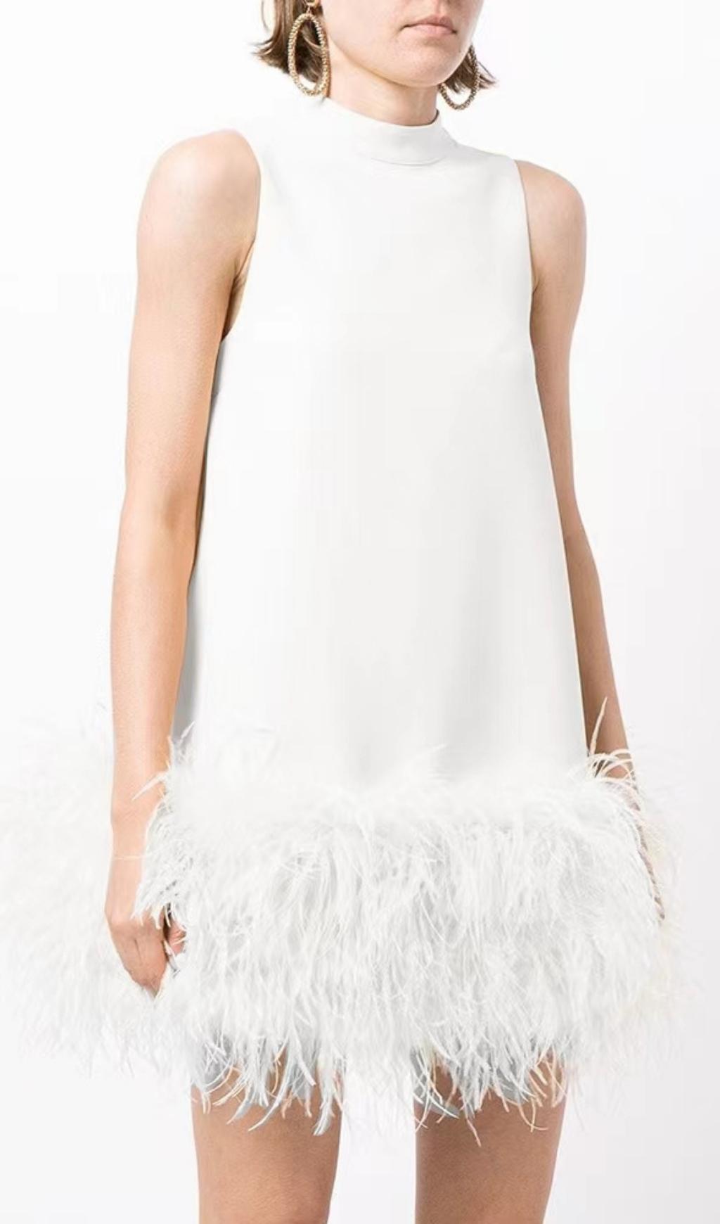 FEATHER MINI DRESS FOR PARTY NIGHT