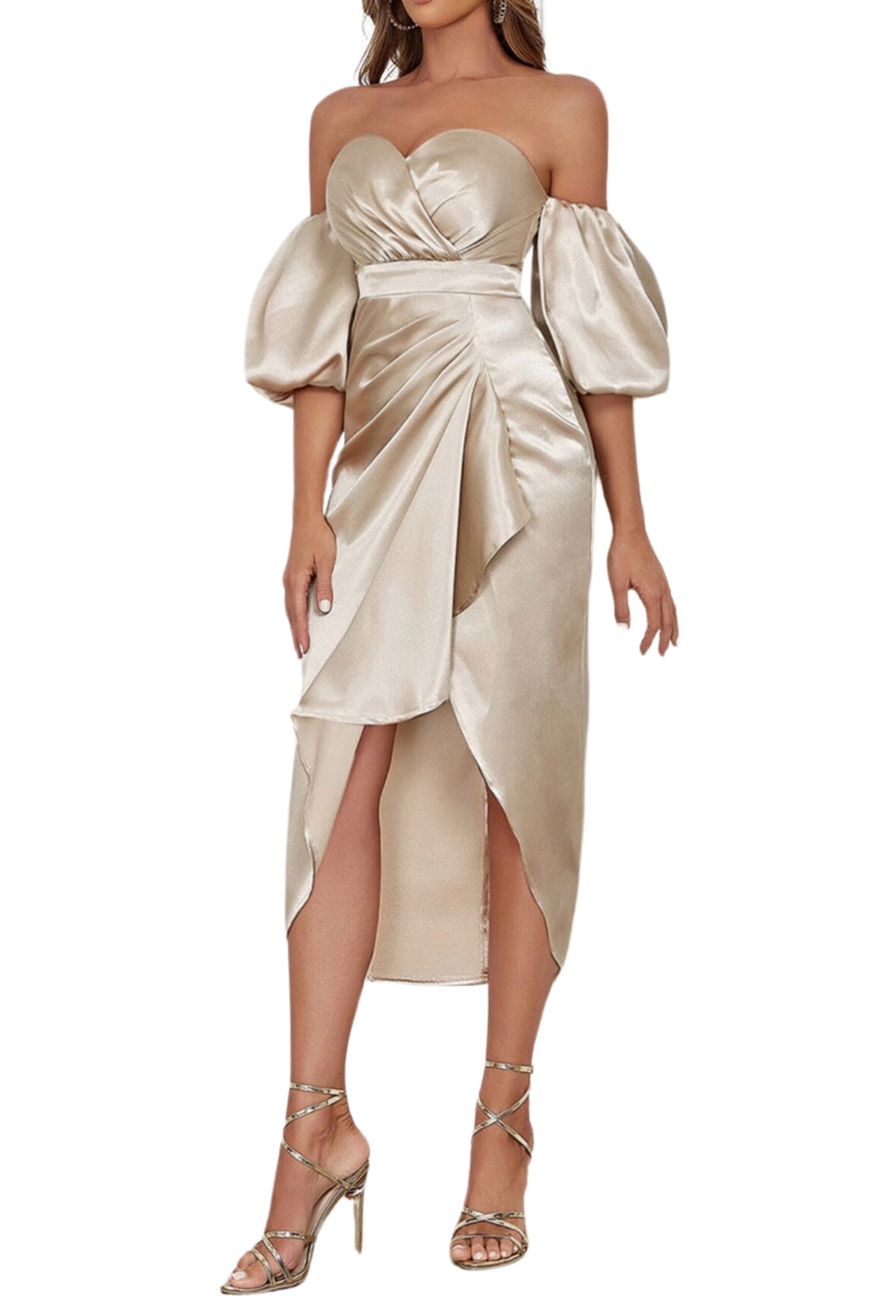 11_c36390d4-4148-480e-aa35-7ccce0f51e97 OFF-SHOULDER RUCHED ASYMMETRICAL MIDI DRESS GRAY