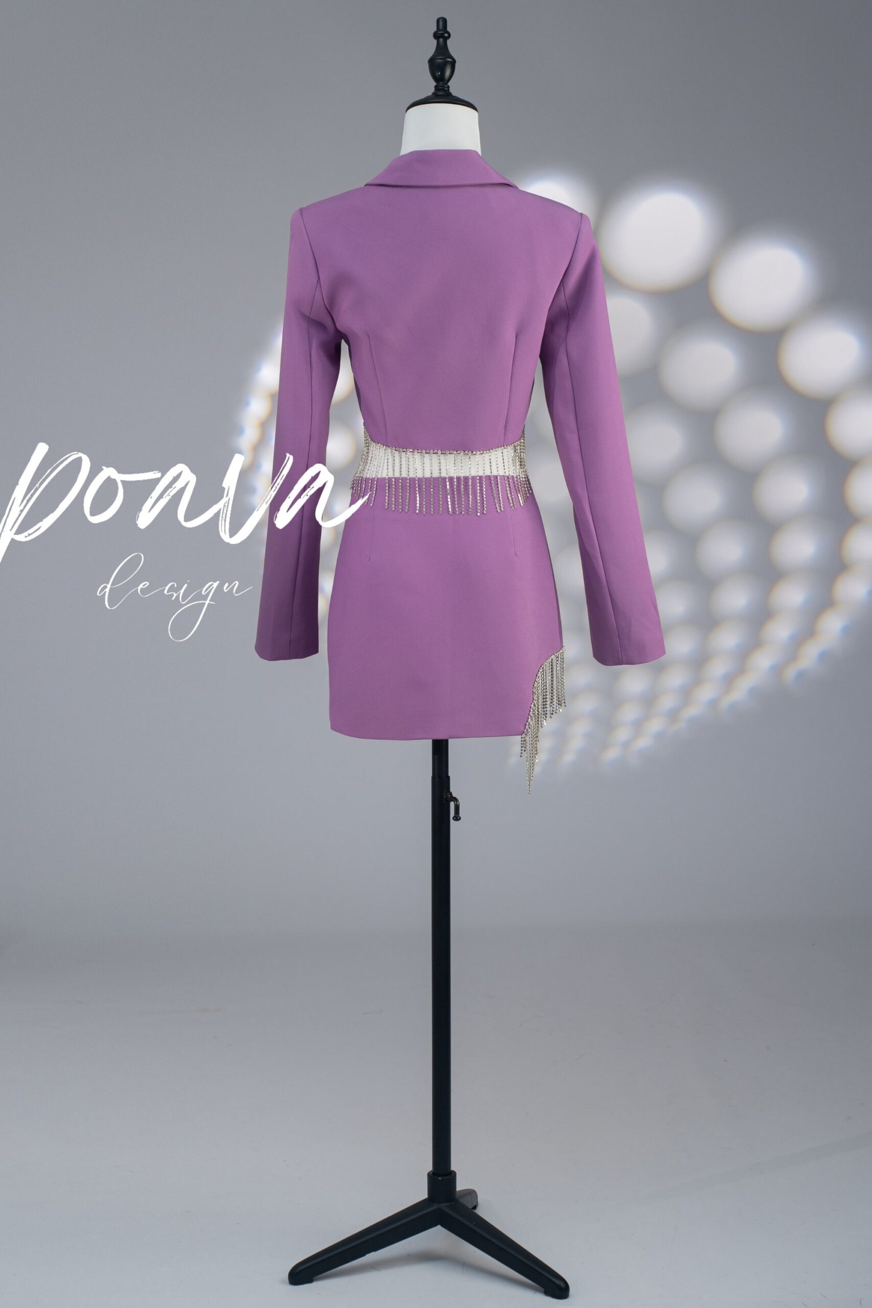 PURPLE CRYSTAL FRINGE 2PC SET PARTY OUTFIT