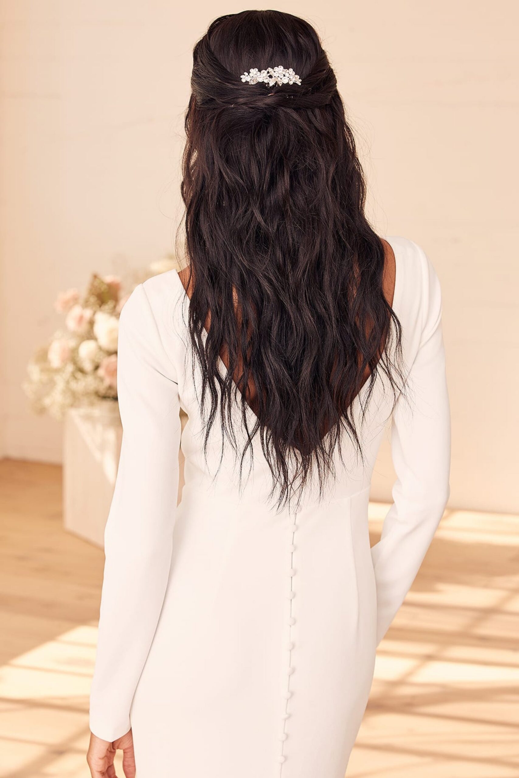 WHITE MERMAID MAXI DRESS LONG SLEEVE FORMAL