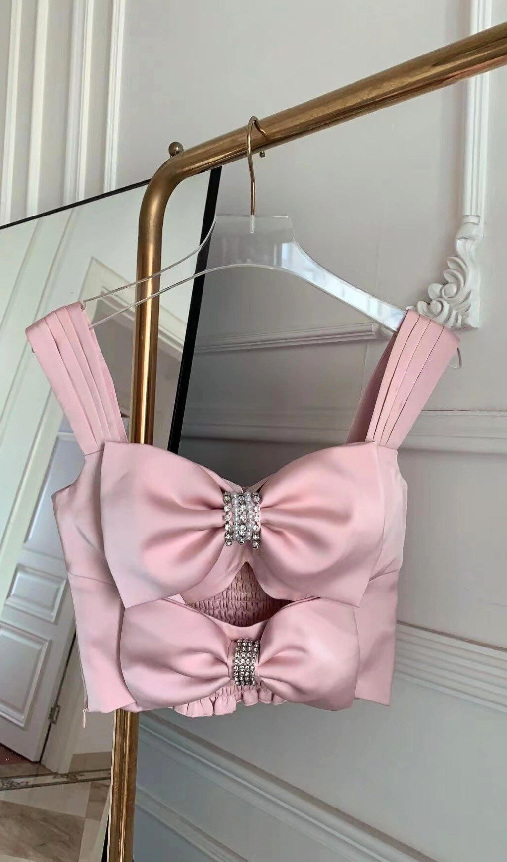 BOW TWO-PIECE SUIT PINK PARTY SET