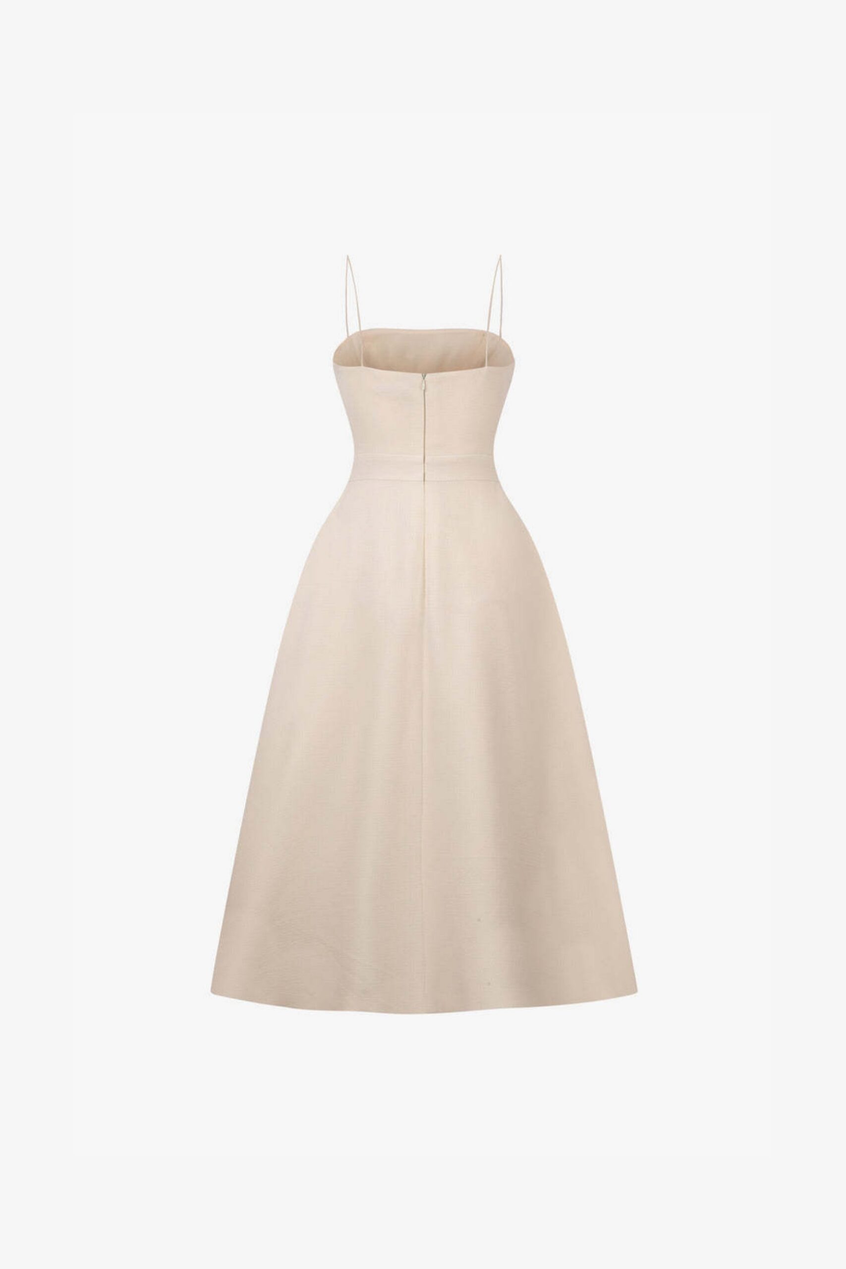 ELIO CREAM BUTTON MIDI DRESS, ELEGANT OCCASION