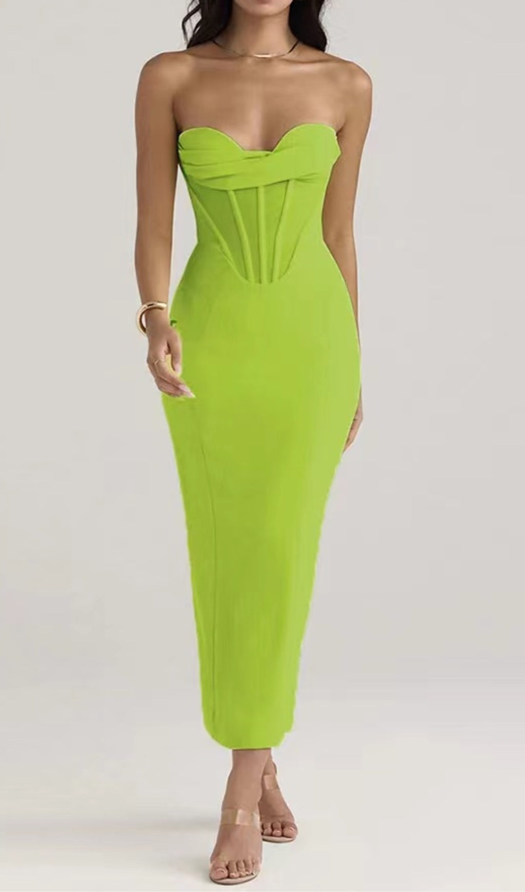 PATCHWORK STRAPLESS BANDAGE DRESS FOR PARTY