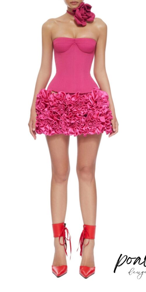 CLEGG PINK CORSET FLOWER TWO-PIECE SET