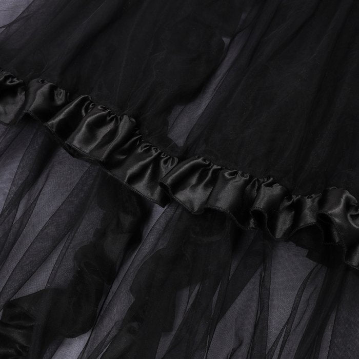 BLACK STRAPLESS TAIL MAXI DRESS, EVENING