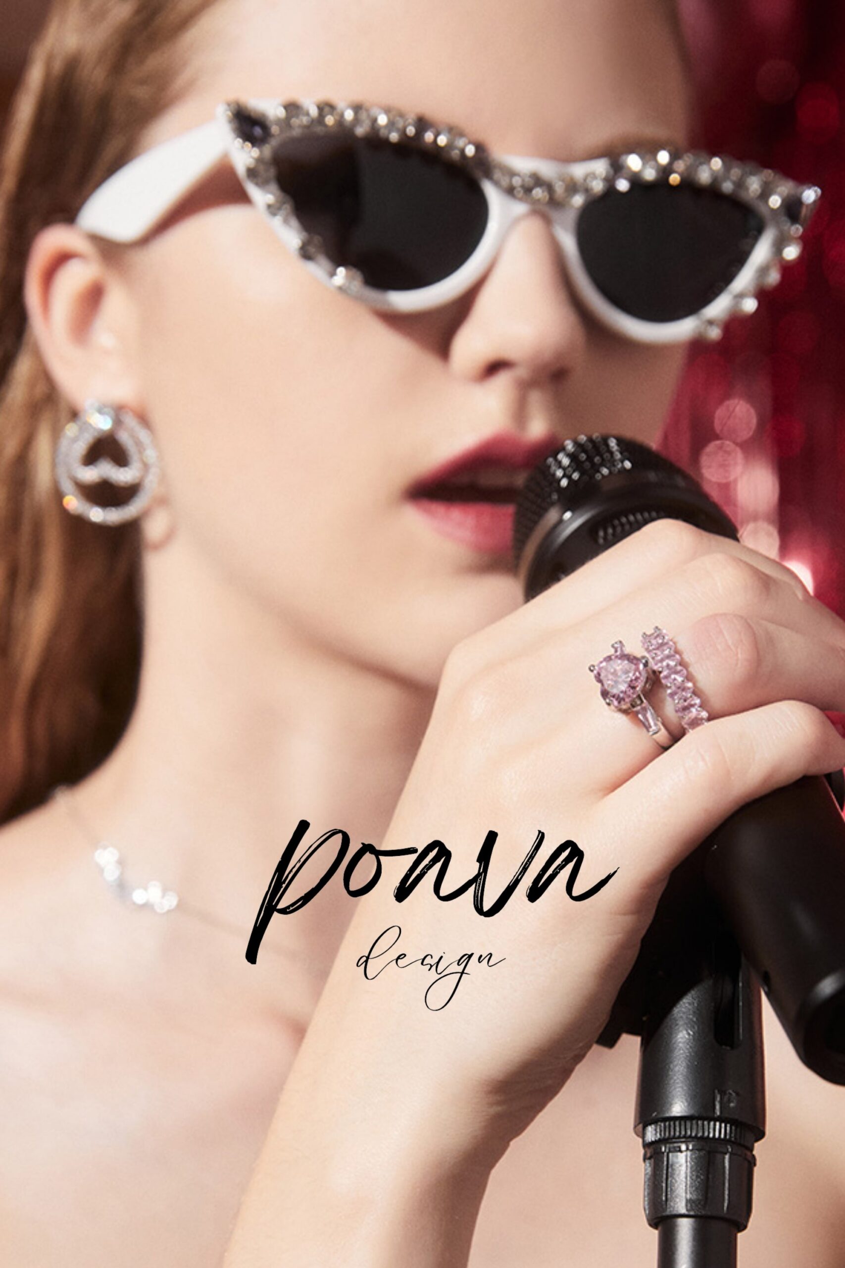 PINK DIAMOND RING, EMBELLISHED EVENING STATEMENT