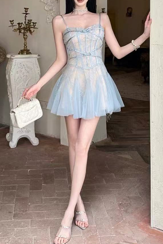 11cdfc0622c057b29163ce1156493bf8 LIGHT BLUE LACE CORSET TULLE MINI DRESS