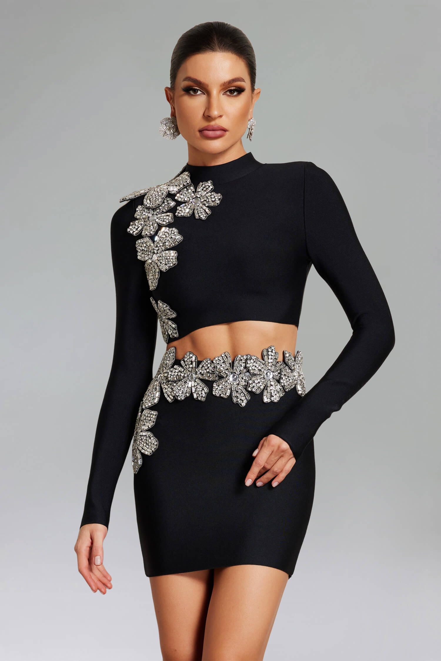 BEAD HIGH COLLAR FLOWER SET – ELEGANT PARTY