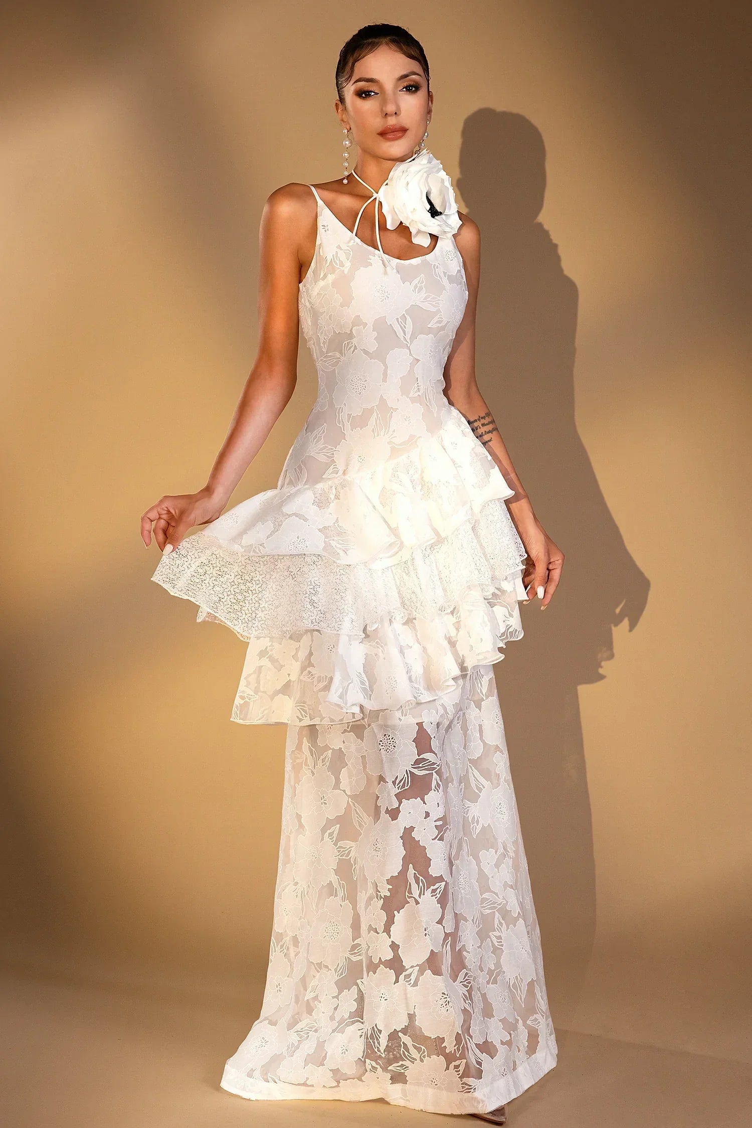LATISHA 3D PLEAT MIDI DRESS FOR WEDDING GUEST