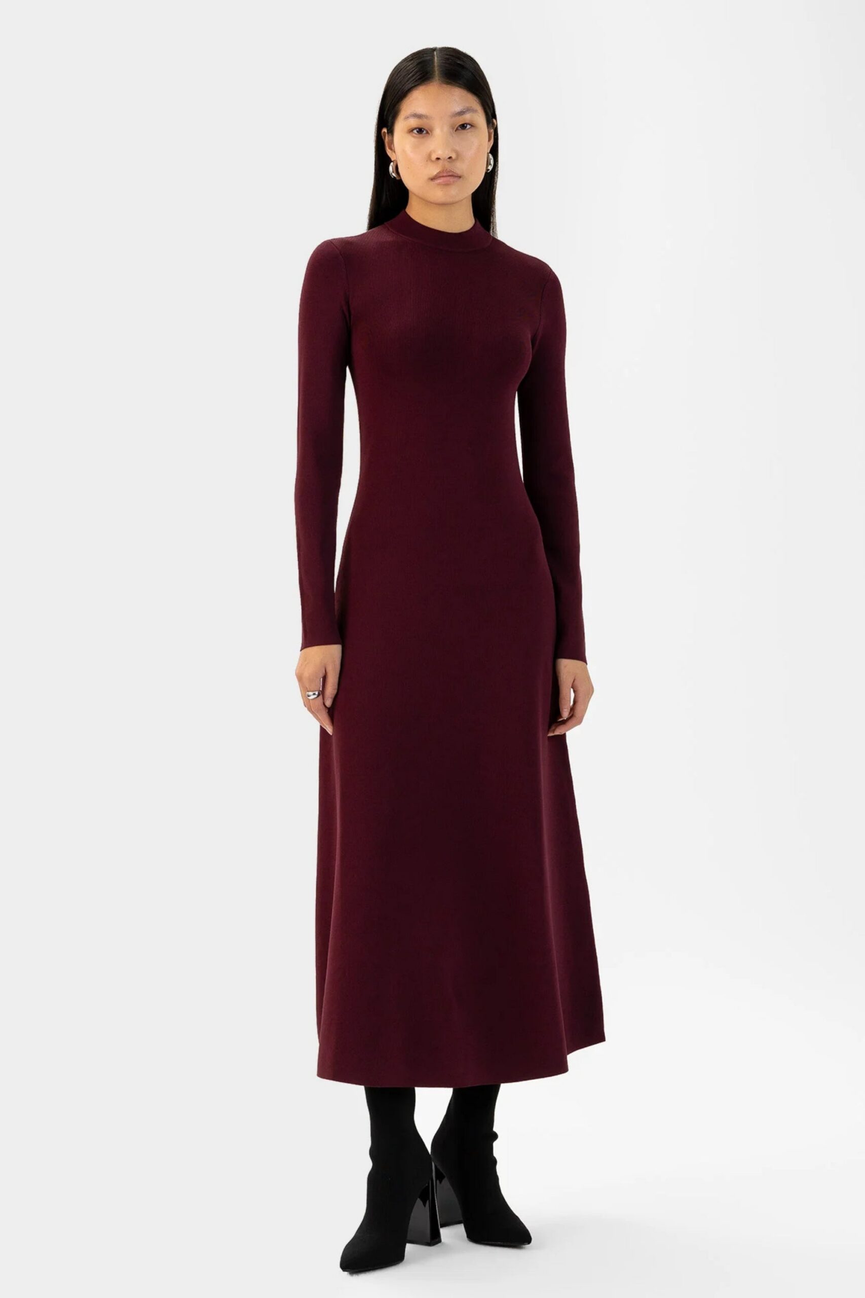 WRAP FRONT MERLOT MAXI DRESS FOR WEDDING