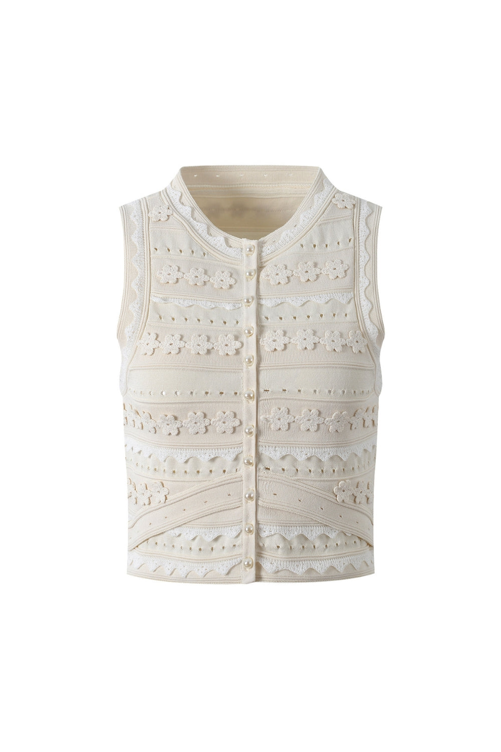 CROCHET ECRU TOP, ELEGANT SILHOUETTE FOR SUMMER OCCASIONS