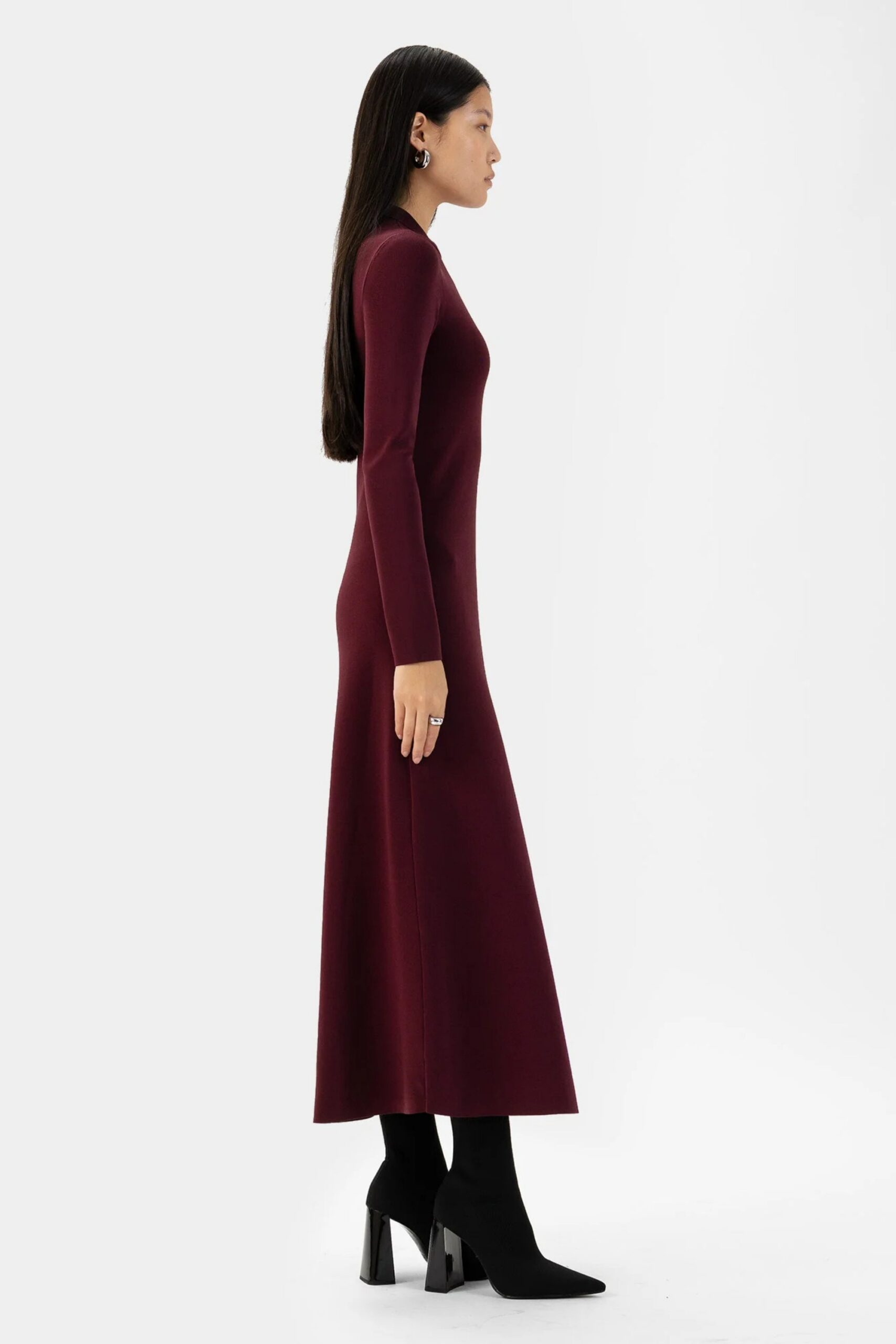 WRAP FRONT MERLOT MAXI DRESS FOR WEDDING