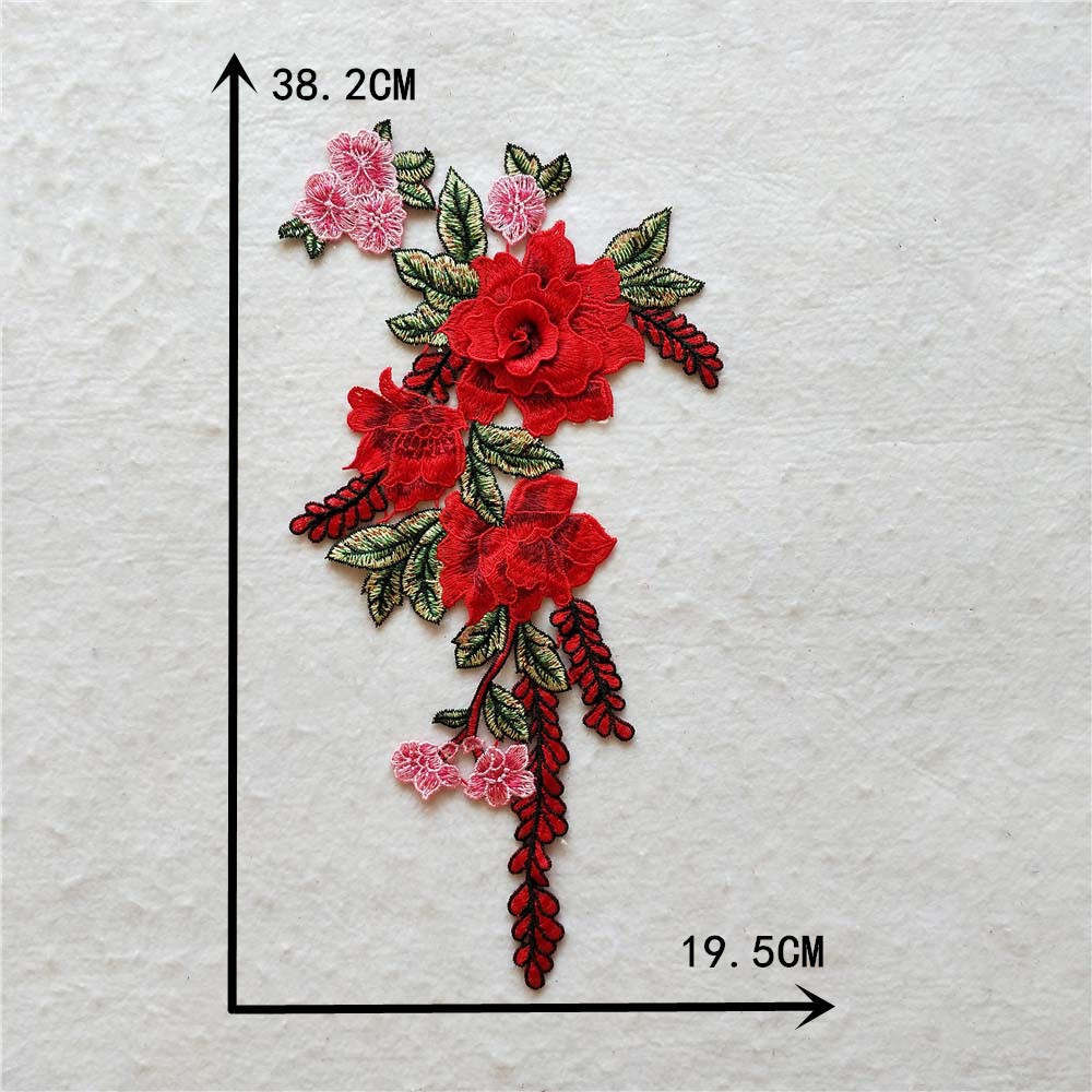 EMBROIDERED ETHNIC ROSE PATCHES, 3D DIY LACE TRIM