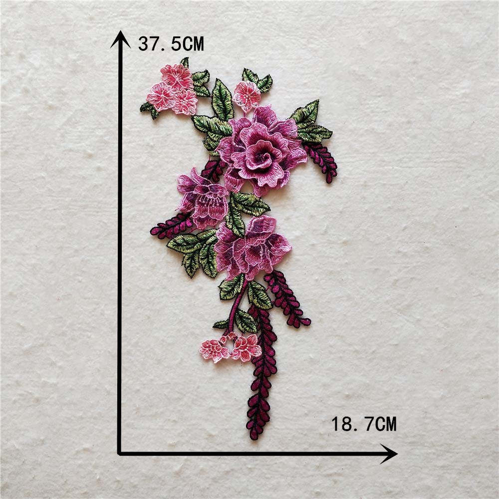 EMBROIDERED ETHNIC ROSE PATCHES, 3D DIY LACE TRIM