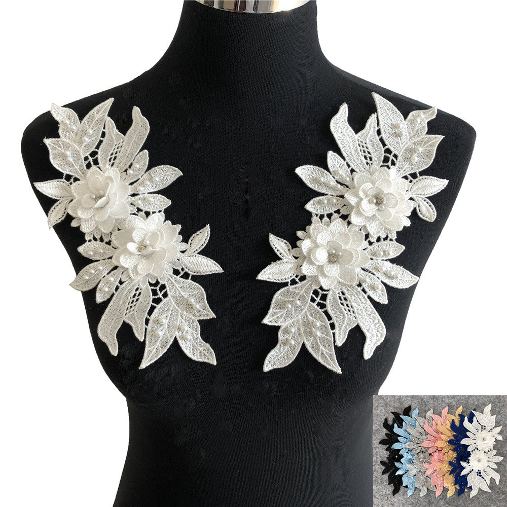 12623424925_297466099 BOHEMIAN 3D LACE COLLAR APPLIQUE, PEARL EMBROIDERY DIY WEDDING TRIM