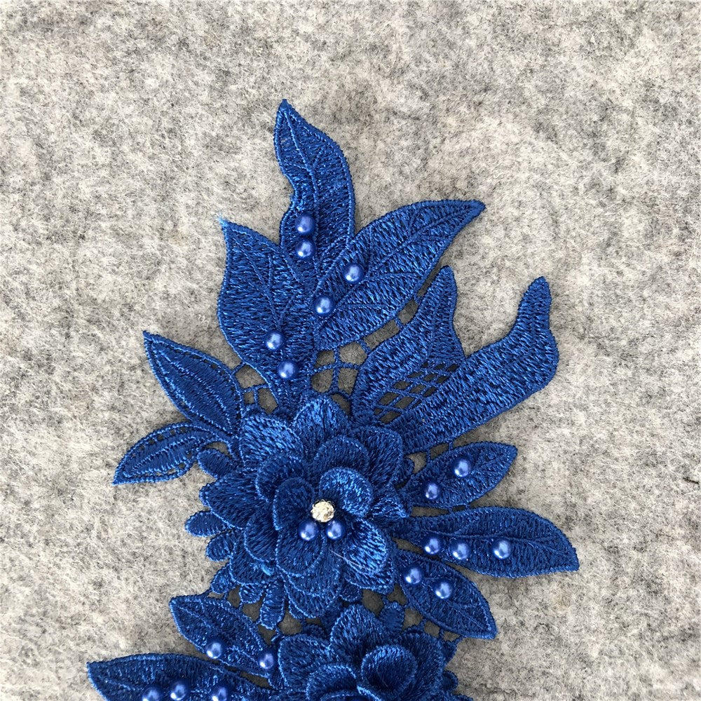 BOHEMIAN 3D LACE COLLAR APPLIQUE, PEARL EMBROIDERY DIY WEDDING TRIM