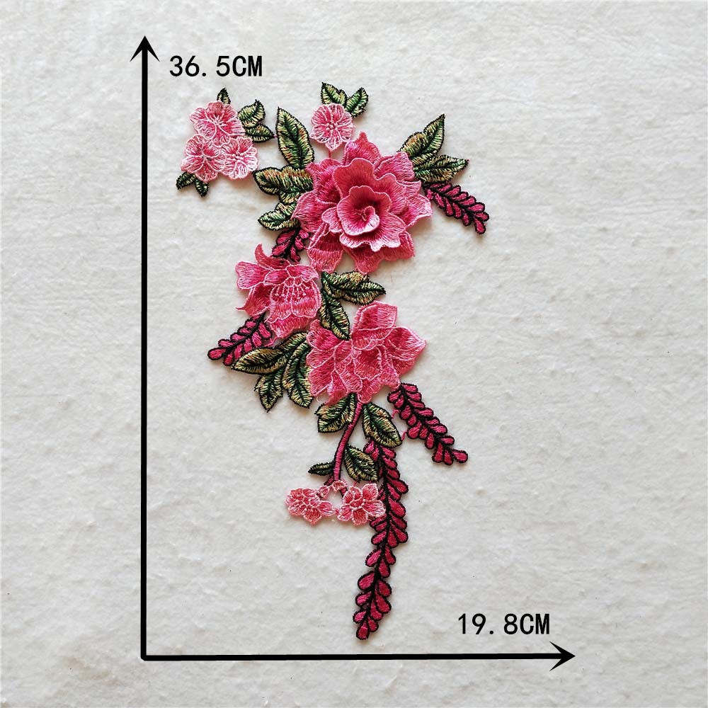 EMBROIDERED ETHNIC ROSE PATCHES, 3D DIY LACE TRIM