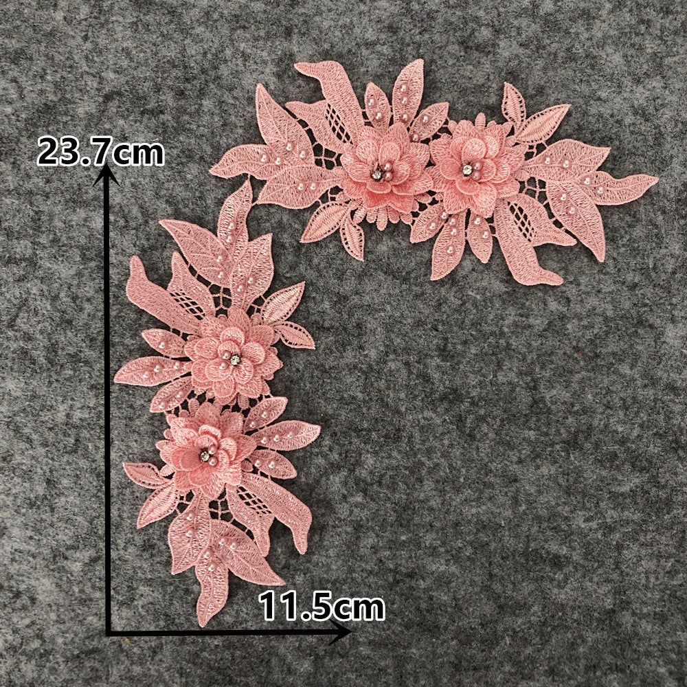 BOHEMIAN 3D LACE COLLAR APPLIQUE, PEARL EMBROIDERY DIY WEDDING TRIM
