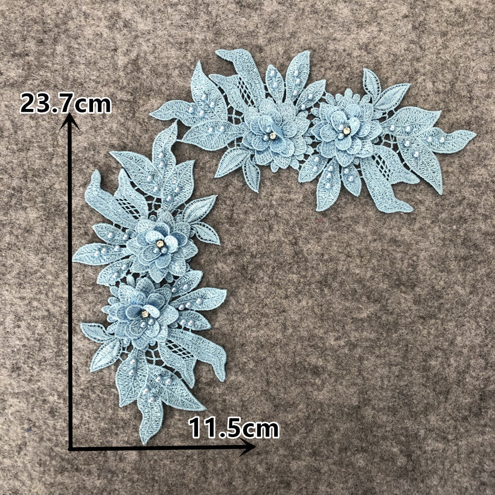 BOHEMIAN 3D LACE COLLAR APPLIQUE, PEARL EMBROIDERY DIY WEDDING TRIM