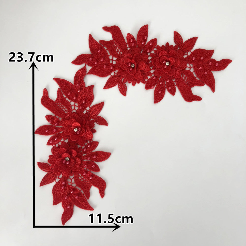 BOHEMIAN 3D LACE COLLAR APPLIQUE, PEARL EMBROIDERY DIY WEDDING TRIM
