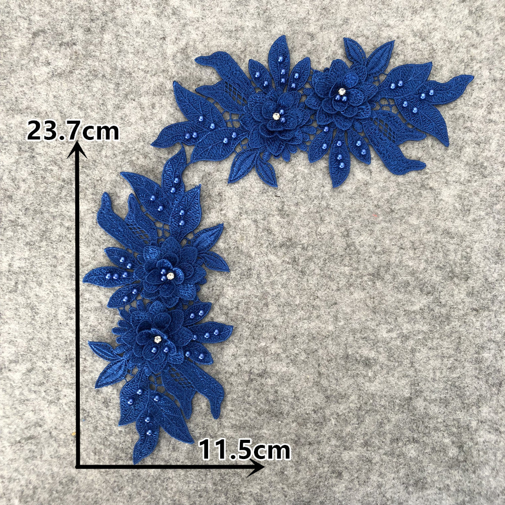 BOHEMIAN 3D LACE COLLAR APPLIQUE, PEARL EMBROIDERY DIY WEDDING TRIM