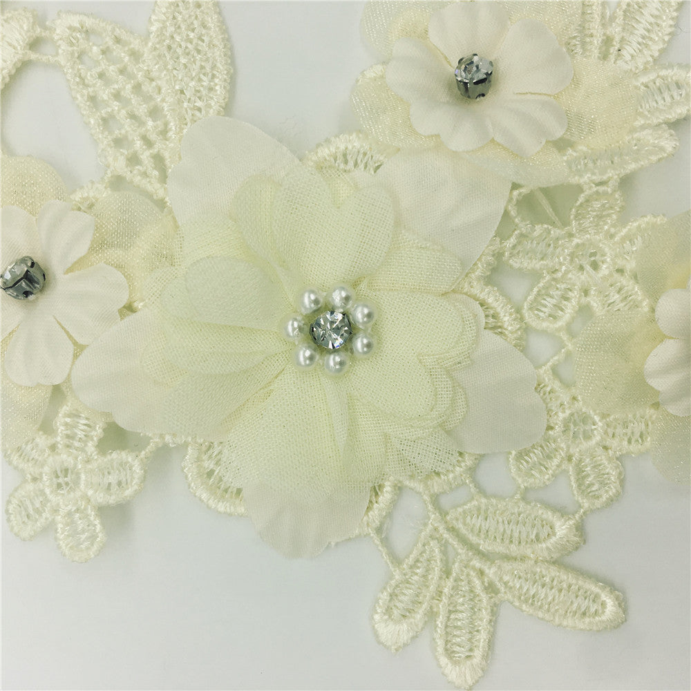 3D RHINESTONE LACE COLLAR DIY CORSAGE, GARMENT ACCESSORY