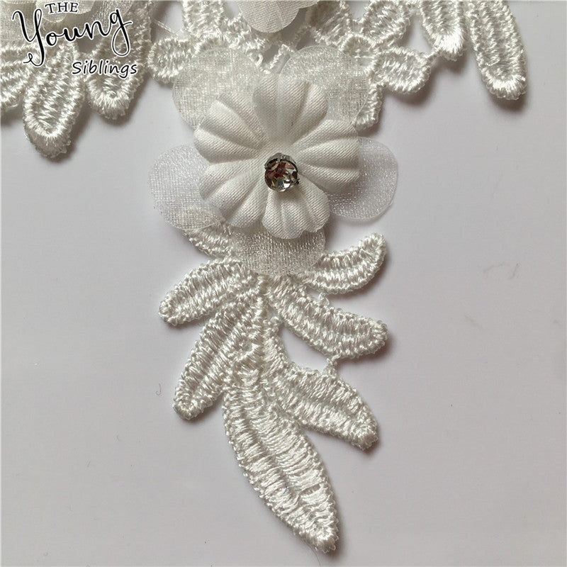3D RHINESTONE LACE COLLAR DIY CORSAGE, GARMENT ACCESSORY