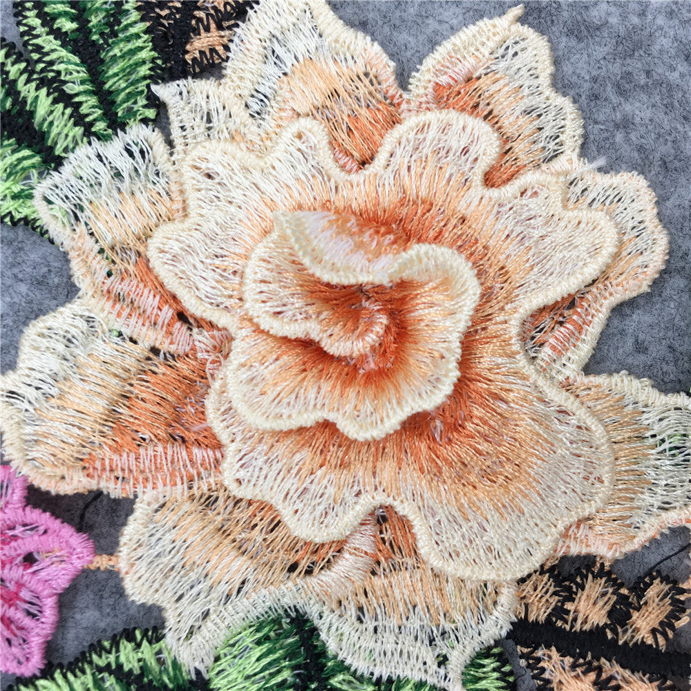 EMBROIDERED ETHNIC ROSE PATCHES, 3D DIY LACE TRIM