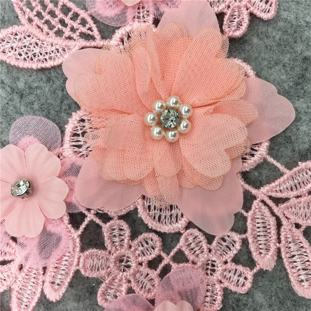 3D RHINESTONE LACE COLLAR DIY CORSAGE, GARMENT ACCESSORY