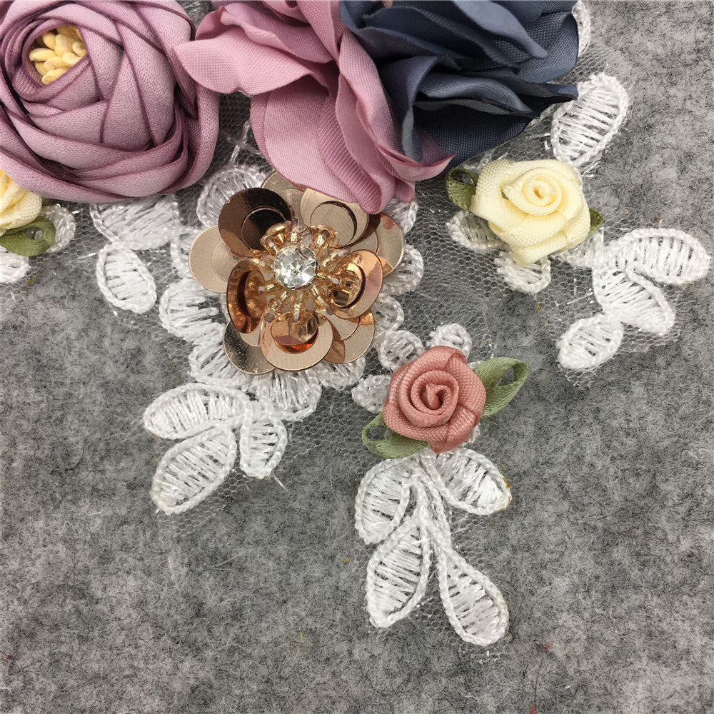 3D FLORAL LACE COLLAR HAT DIY SEQUIN DECAL FOR WOMEN