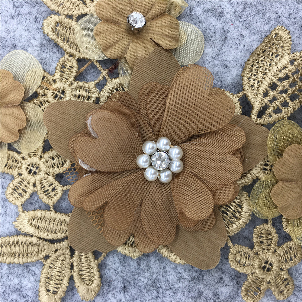 3D RHINESTONE LACE COLLAR DIY CORSAGE, GARMENT ACCESSORY